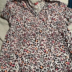 Leopard Print V-Neck scrub top